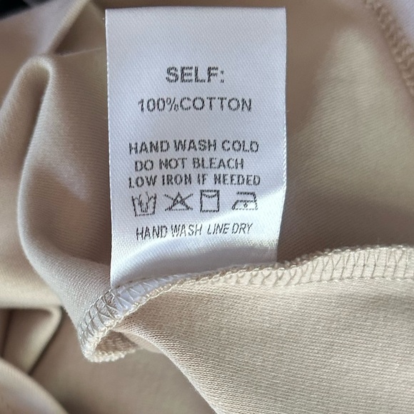 AARON & AMBER Beige Cap Sleeve Twist Blouse Top Minimalist Quiet Luxury | Size L - Picture 8 of 8